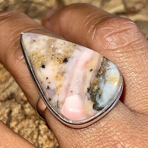 Pink Peruvian Opal Ring Size 9 1/2